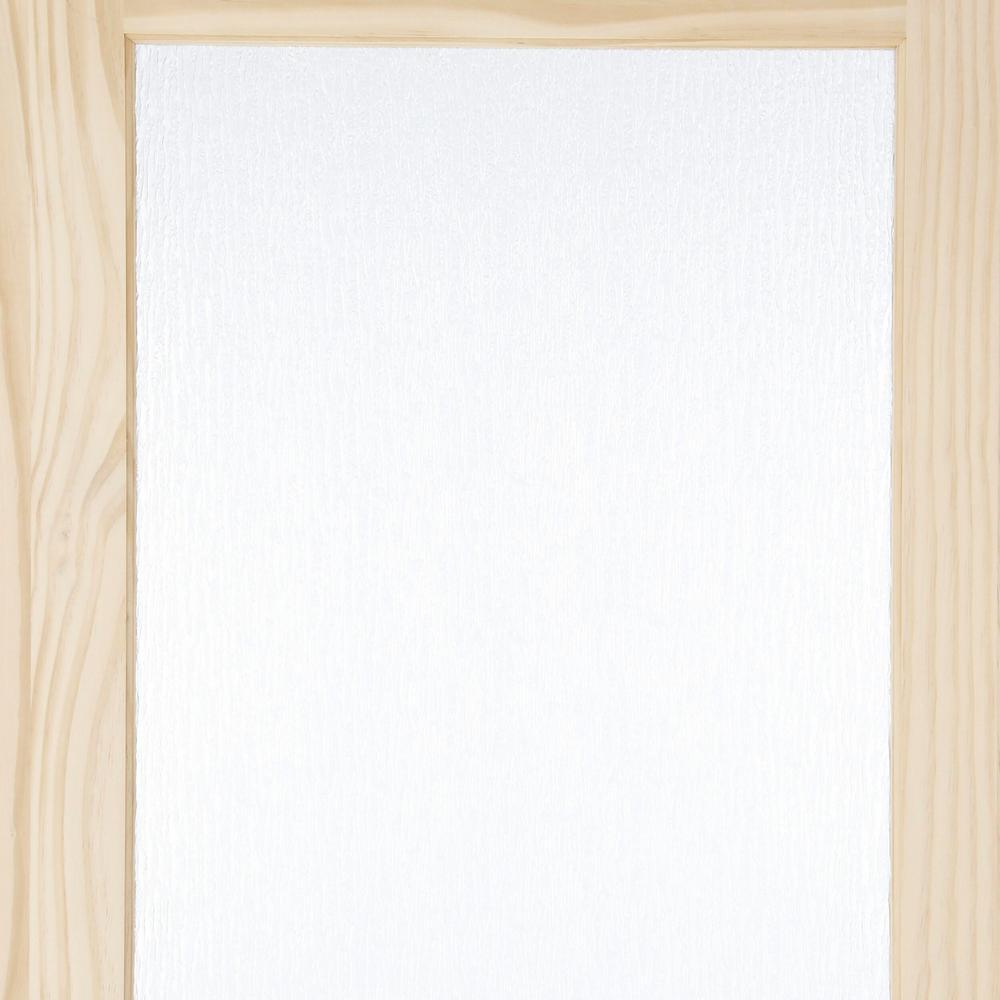 34 in. x 84 in. Timber Hill Rain Glass and Unfinished Pine Wood Sliding Barn Door Slab with Hardware Kit - Super Arbor