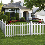 Glendale 4 ft. H x 8 ft. W White Vinyl Spaced Picket Unassembled Fence Panel with Dog Ear Pickets - Super Arbor