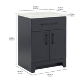 Style Selections Potter 24-in Blue Single Sink Bathroom Vanity with White Cultured Marble Top