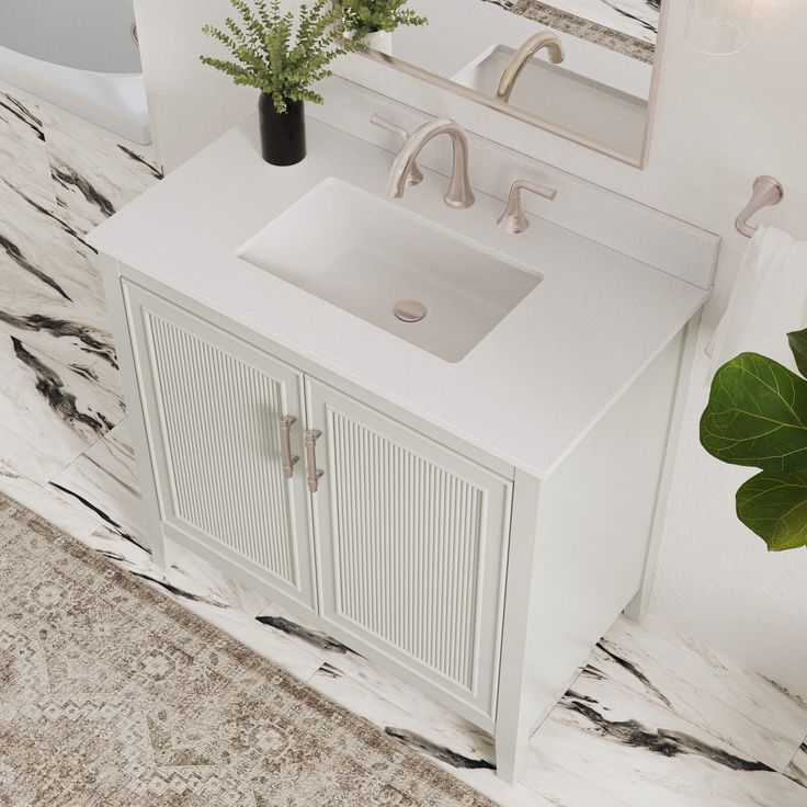 Style Selections Alaia 36-in Muse Gray Undermount Single Sink Bathroom Vanity with White Engineered Stone Top