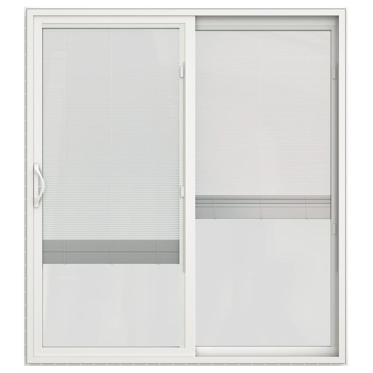 JELD-WEN 72-in x 80-in 4-9/16-in Low-e Insulating Blinds Between The Glass White Vinyl Sliding Right-Hand Sliding Double Patio Door