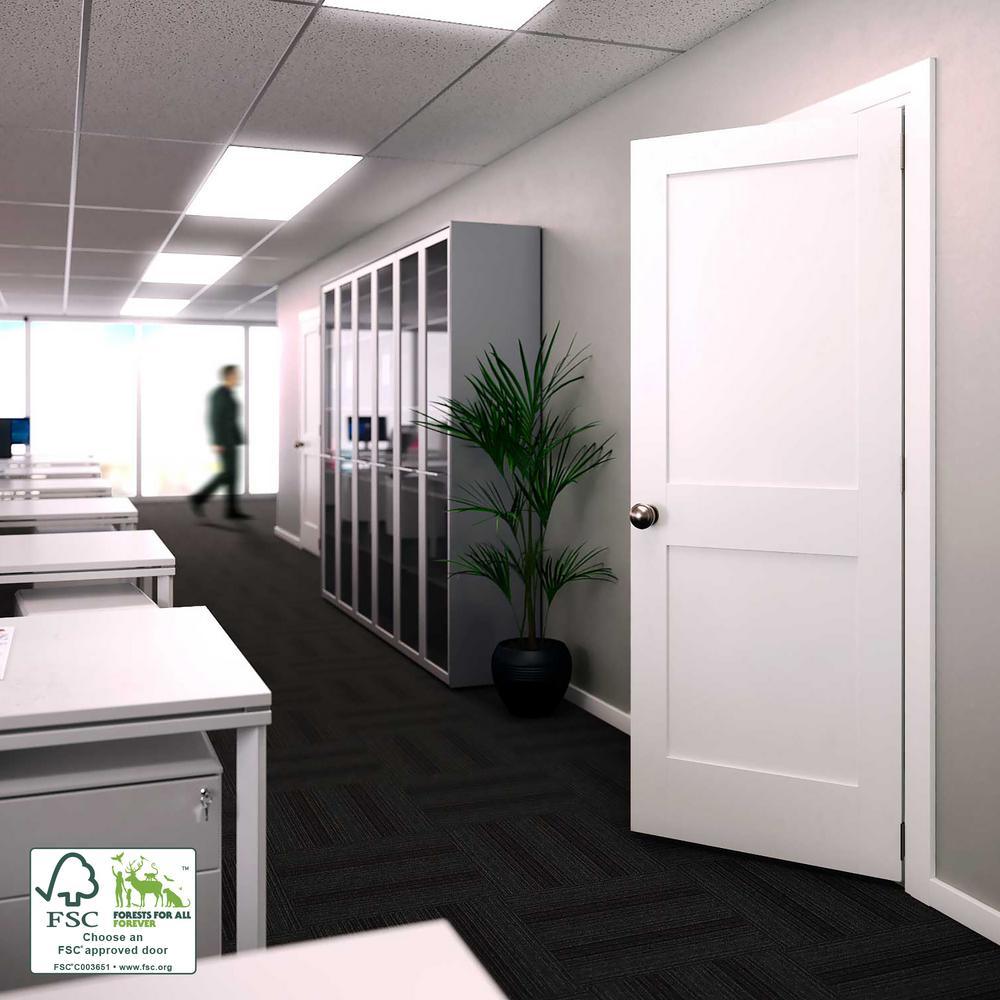 30 in. x 80 in. x 1-3/8 in. Shaker White Primed 2-Panel Solid Core Wood Interior Slab Door - Super Arbor