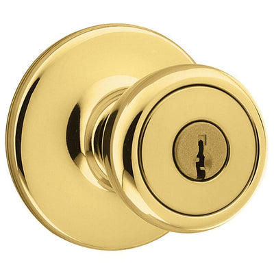 Tylo Polished Brass Keyed Entry Door Knob Featuring Microban Antimicrobial Technology - Super Arbor