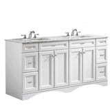Naples 72 in. W x 22 in. D x 35 in. H Vanity in White with Marble Vanity Top in White with Basin - Super Arbor