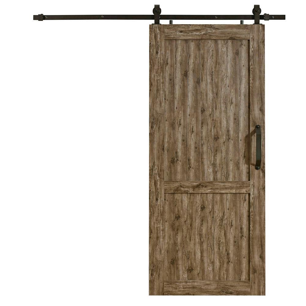 36 in. x 84 in. Millbrooke White H Style Ready to Assemble PVC Vinyl Sliding Barn Door with Hardware Kit - Super Arbor