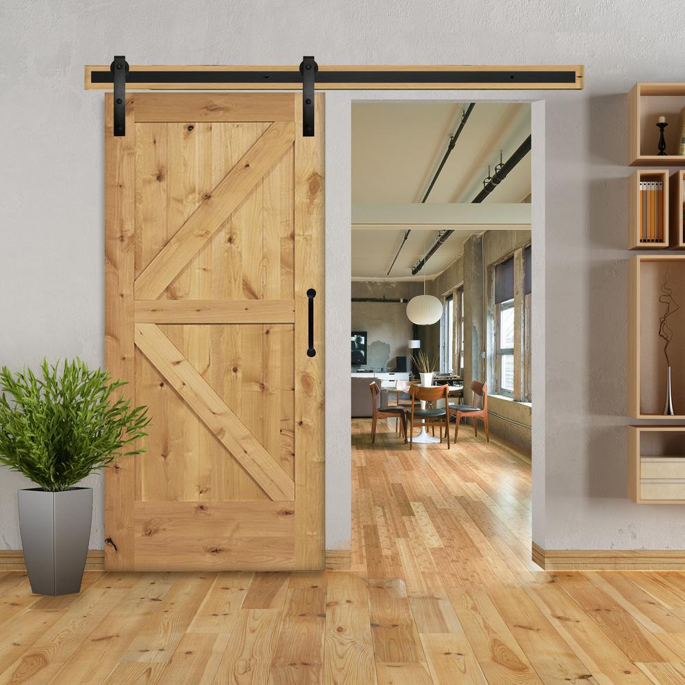 30 in. x 80 in. 2-Panel Solid Core Unfinished Knotty Alder Interior Barn Door Slab - Super Arbor