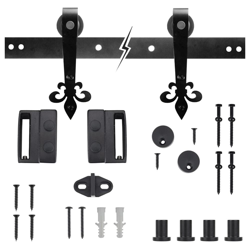 Everbilt 72 in. Dark Oil-Rubbed Bronze Fleur-De-Lis Sliding Barn Door Track and Hardware Kit