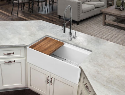 Superior Sinks 33-in x 19-in White Single Bowl Tall (8-in or Larger) Undermount Apron Front/Farmhouse Residential Workstation Kitchen Sink