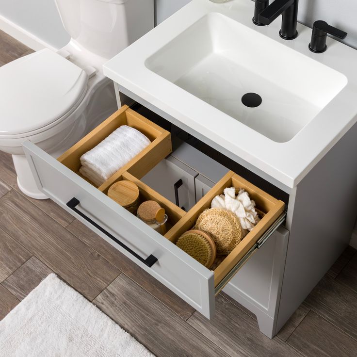 Style Selections Potter 24-in Gray Single Sink Bathroom Vanity with White Cultured Marble Top