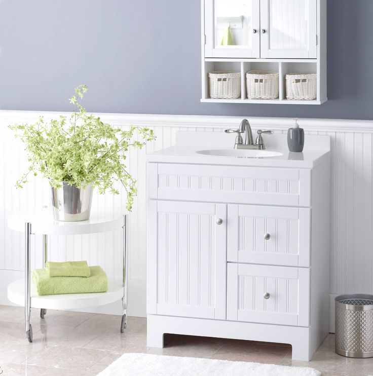 Style Selections Ellenbee 30.5-in White Single Sink Bathroom Vanity with White Cultured Marble Top