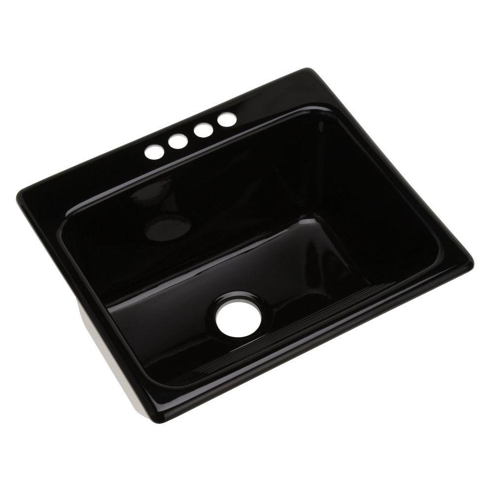 Kensington Drop-In Acrylic 25 in. 4-Hole Single Bowl Utility Sink in White - Super Arbor