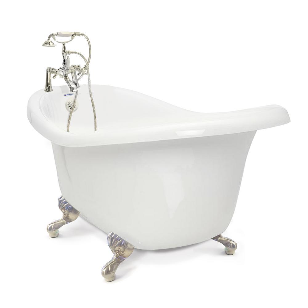 Chelsea 60 in. Acrylic Slipper Clawfoot Bathtub Package in White with Old Bronze Imperial Feet and Deck Mount Faucet - Super Arbor