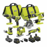 18-Volt ONE+ Lithium-Ion Cordless 6-Tool Combo Kit with (2) Batteries, Charger, and Bag - Super Arbor