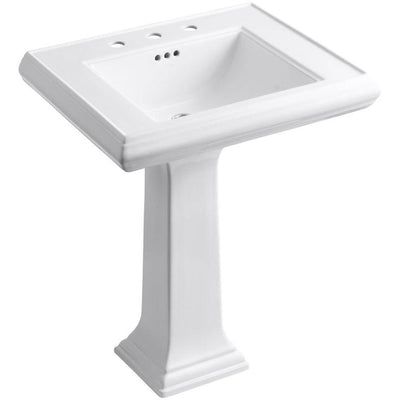KOHLER Memoirs Classic Ceramic Pedestal Bathroom Sink in White with Overflow Drain