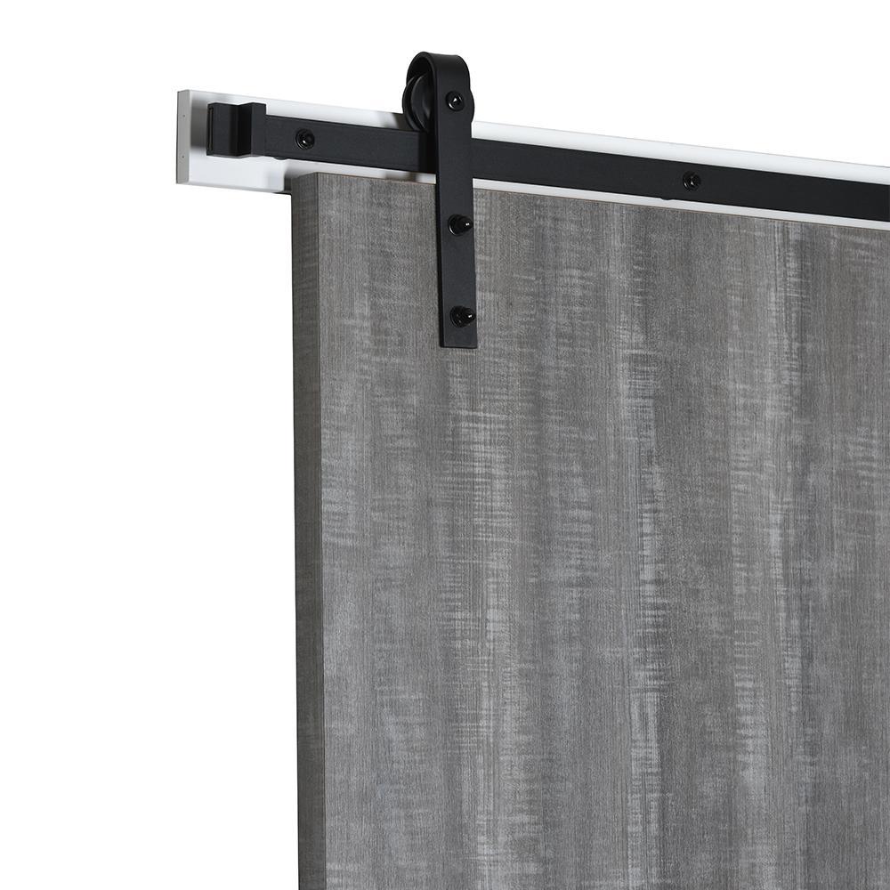 43 in. x 84 in. Weathered Char 8204-16 Solid Core Wood Flush Barn Door with Sliding Door Hardware Kit - Super Arbor