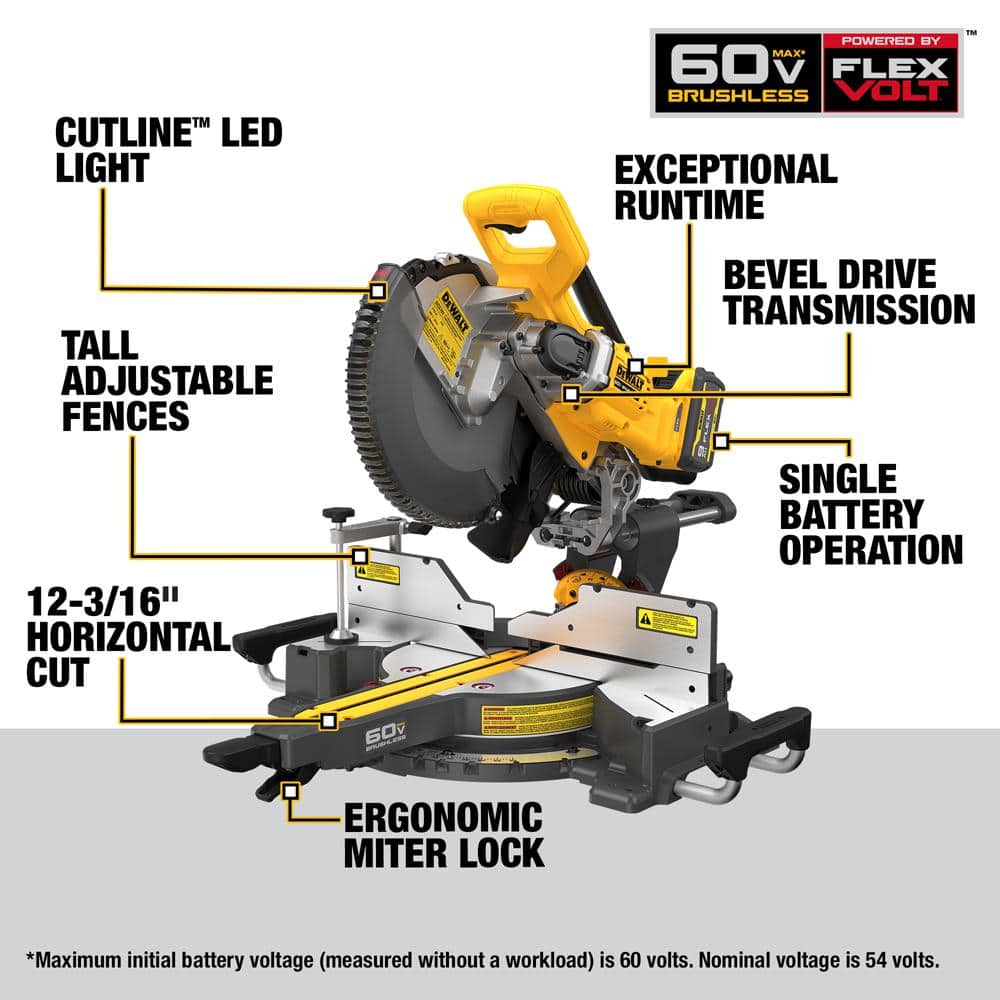 Dewalt 60v Max Dewalt Battery Chop Saw DEWALT 60V Lithium-Ion 12