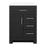 Style Selections Cauley 24-in Black Single Sink Bathroom Vanity with White Cultured Marble Top