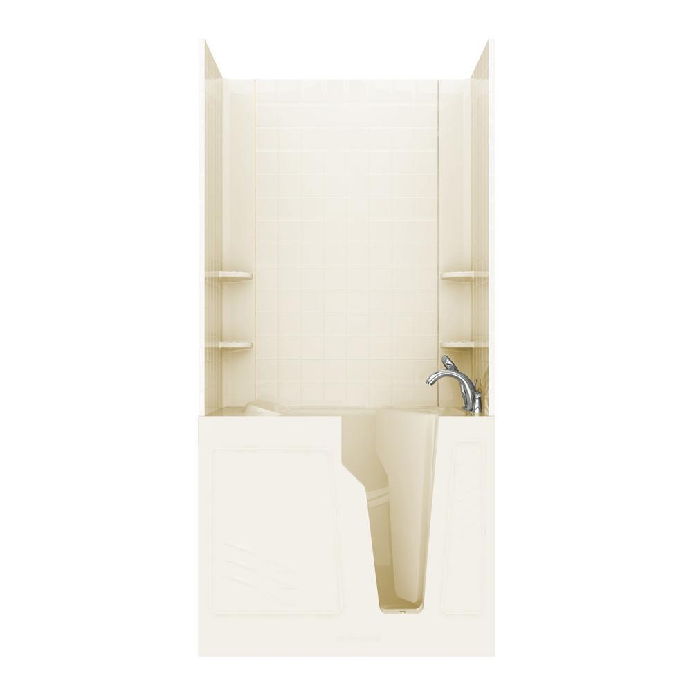 Rampart 3.9 ft. Walk-in Whirlpool and Air Bathtub with 4 in. Tile Easy Up Adhesive Wall Surround in White - Super Arbor