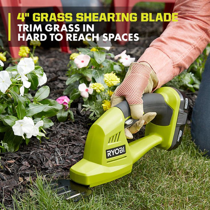 RYOBI ONE+ 18-Volt Lithium-Ion Cordless Battery Grass Shear and