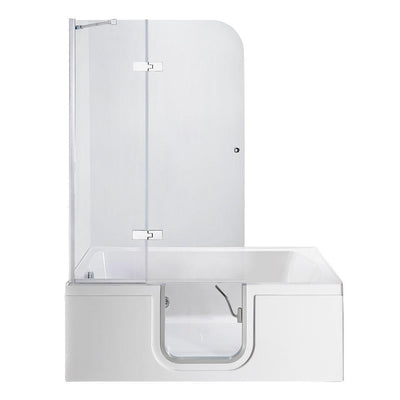 Laydown 60 in. Walk-in MicroBubble Air Bathtub in White, LHS Hinged Middle Glass Door Glass Door Screen, 2 in. LHS Drain - Super Arbor