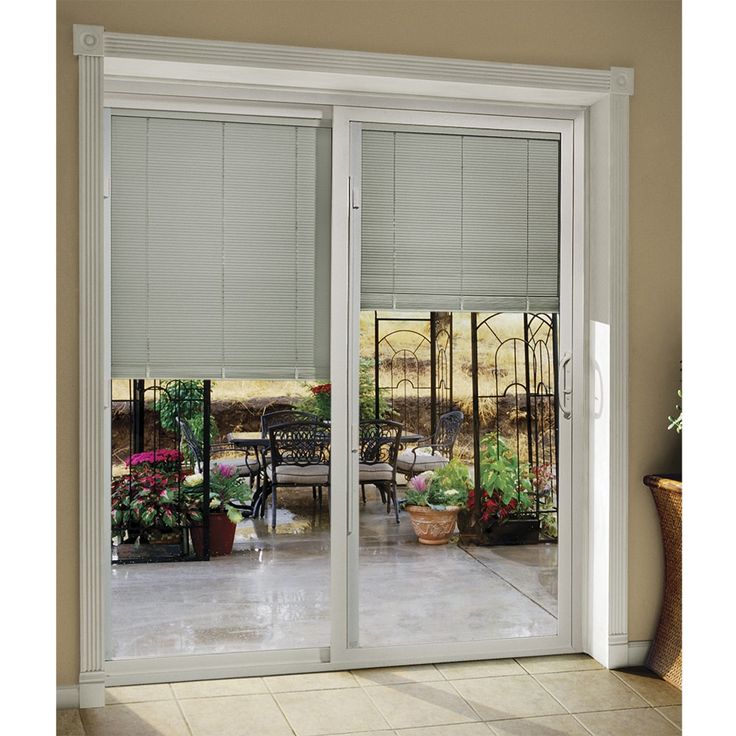 JELD-WEN 72-in x 80-in 4-9/16-in Low-e Insulating Blinds Between The Glass White Vinyl Sliding Left-Hand Sliding Double Patio Door