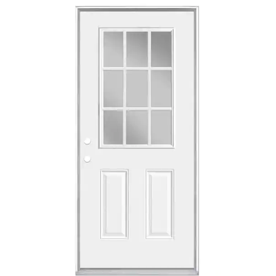 Mastercraft® 36"W x 80"H Primed Steel Internal 9 Lite ADA-Approved Exterior Door System - Right Inswing