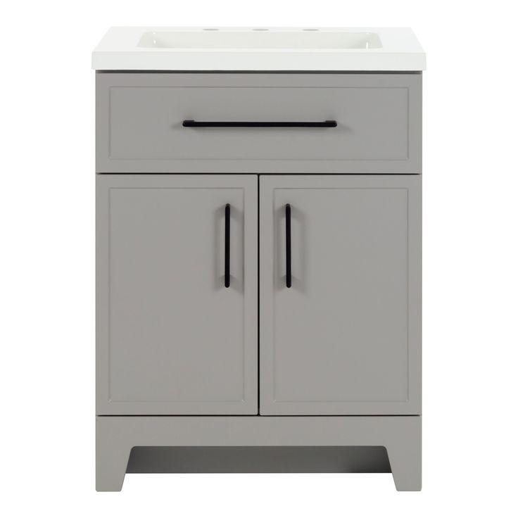 Style Selections Potter 24-in Gray Single Sink Bathroom Vanity with White Cultured Marble Top