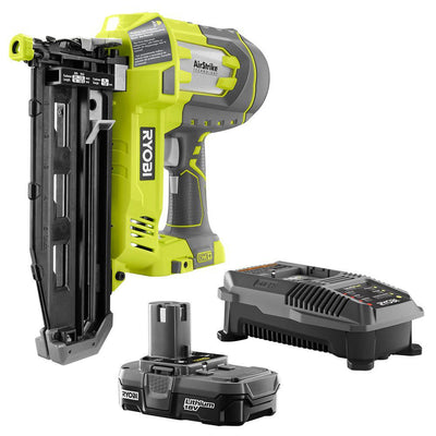 18-Volt ONE+ Lithium-Ion Cordless AirStrike 16-Gauge 2-1/2 in Straight Finish Nailer Kit with 1.3 Ah Battery and Charger - Super Arbor
