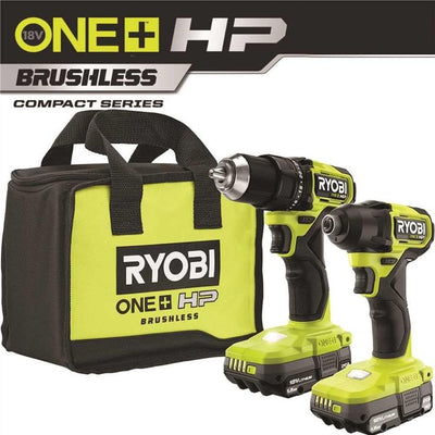 18-Volt Lithium-Ion Cordless Brushless Drill/Driver and Impact Driver Combo Kit w/(2) 1.5 Ah Batteries, Charger, and Bag