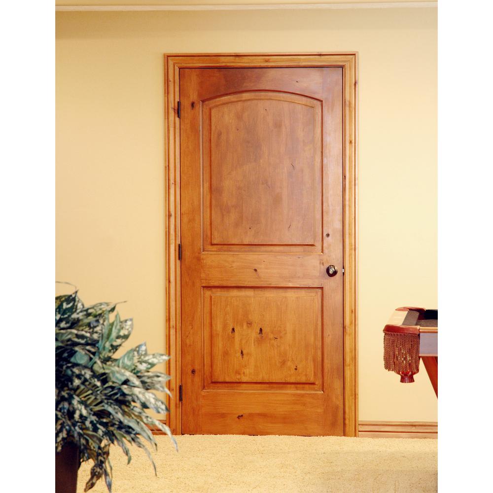 30 in. x 80 in. Rustic Knotty Alder 2-Panel Top Rail Arch Solid Core Wood Stainable Interior Door Slab - Super Arbor