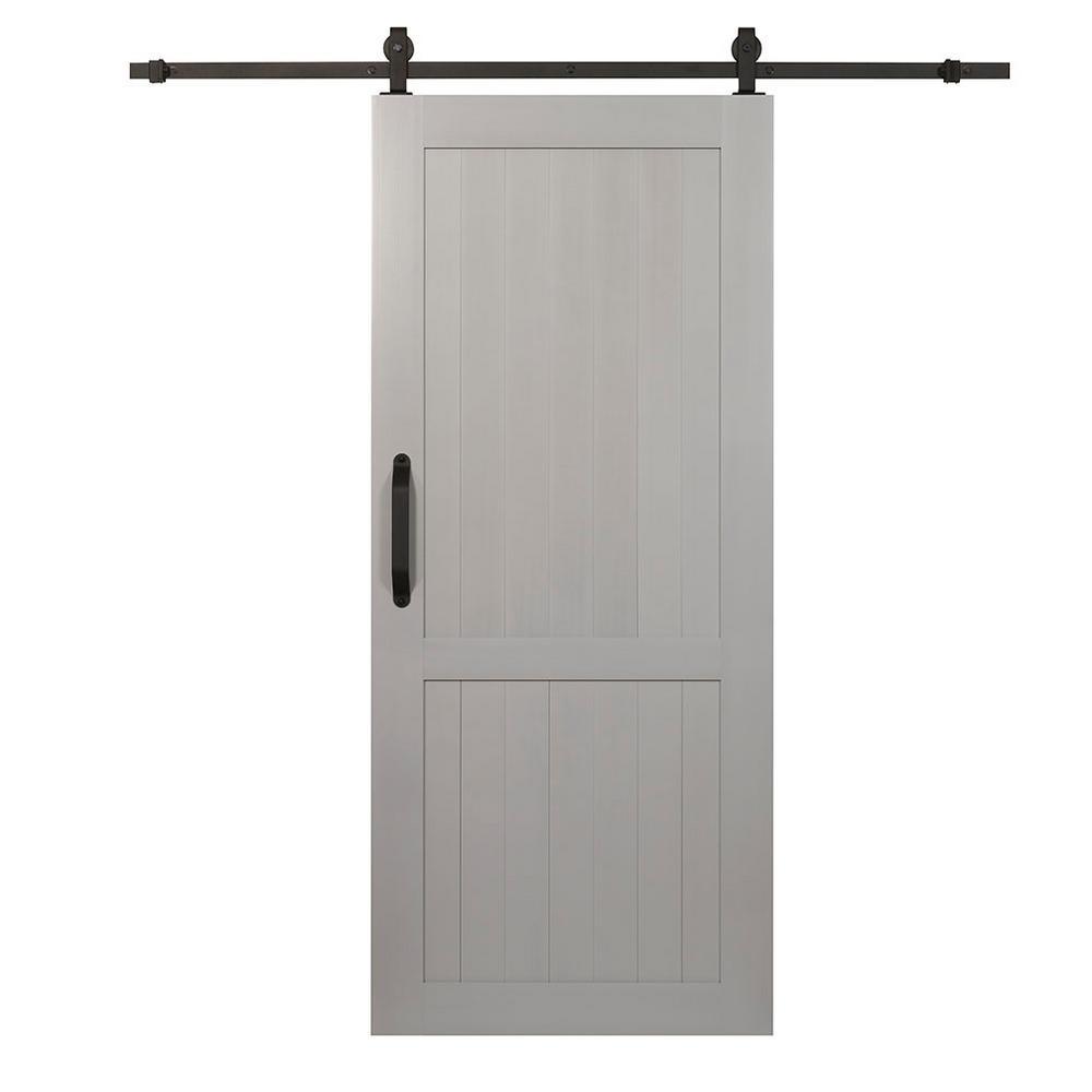 36 in. x 84 in. Millbrooke White H Style Ready to Assemble PVC Vinyl Sliding Barn Door with Hardware Kit - Super Arbor