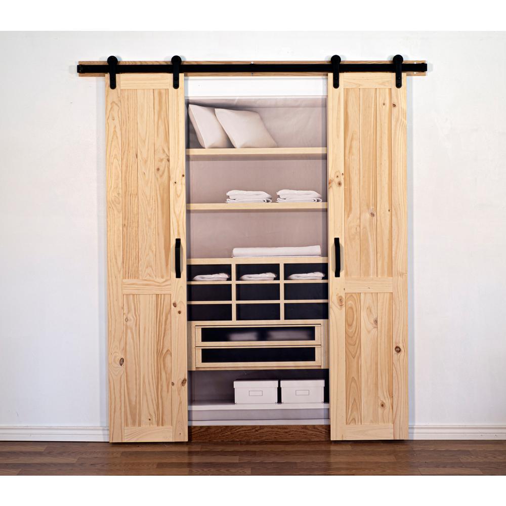 36 in. x 84 in. Vertical Plank Stain Ready Solid Wood Split Barn Door with Hardware Kit - Super Arbor