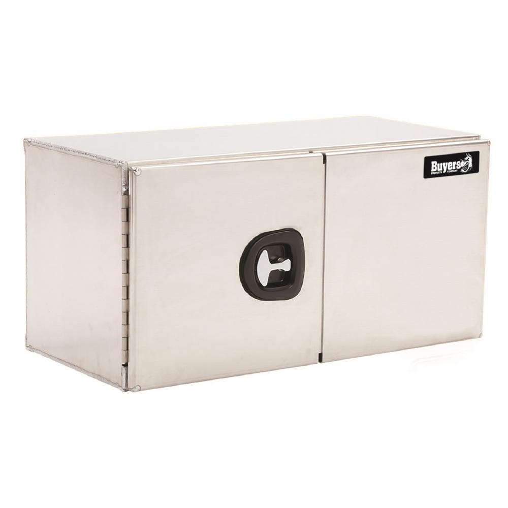 24 in. x 24 in. x 60 in. Smooth Aluminum Underbody Truck Tool Box with Barn Door - Super Arbor