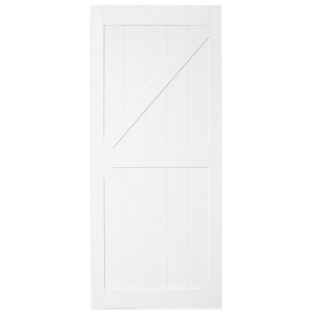 42 in. x 84 in. Bright White MDF K Frame Interior Barn Door Slab - Super Arbor