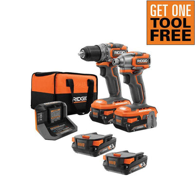18-Volt SubCompact Brushless  2-Tool Combo Kit with (2) 2.0 Ah Batteries, Charger, Bag and (2) Free 2.0 Ah Batteries - Super Arbor