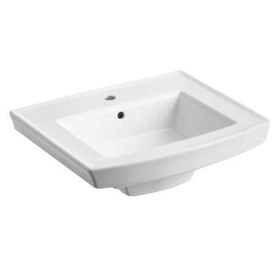 KOHLER Archer 20.4375 in. Vitreous China Pedestal Sink Basin in White with Overflow Drain