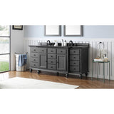Heartside 72 in. W x 23 in. D Vanity in Dark Charcoal with Granite Vanity Top in Black with White Basin