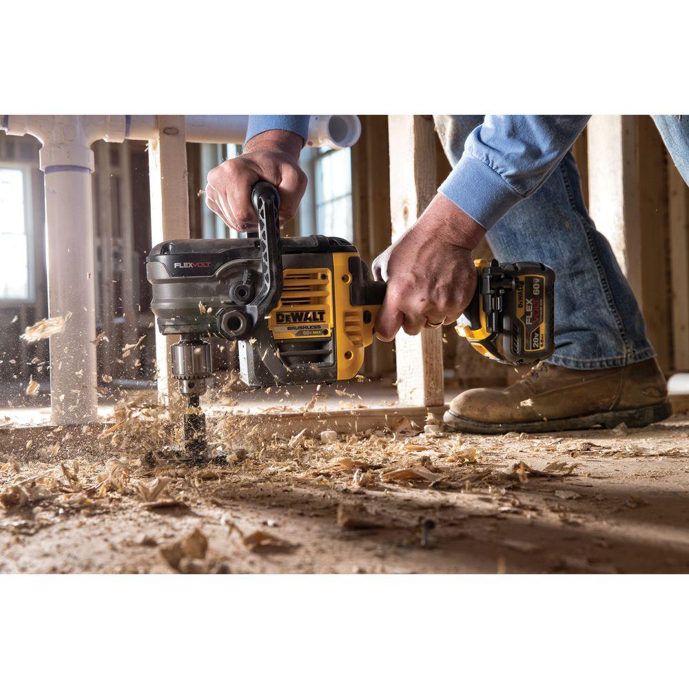 FLEXVOLT 60-Volt MAX Lithium-Ion Cordless Brushless 1/2 in. Stud and Joist Drill w/ (2) Batteries 2Ah, Charger and Bag