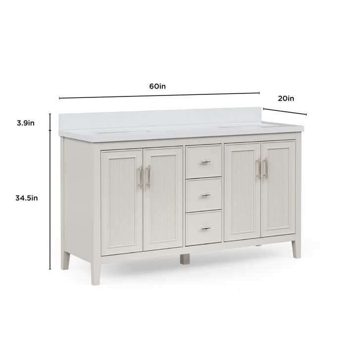Style Selections Alaia 60-in Muse Gray Undermount Double Sink Bathroom Vanity with White Engineered Stone Top