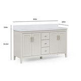 Style Selections Alaia 60-in Muse Gray Undermount Double Sink Bathroom Vanity with White Engineered Stone Top