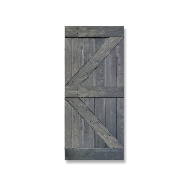 36 in. x 84 in. Gray Knotty Pine Wood Interior Sliding Barn Door Slab