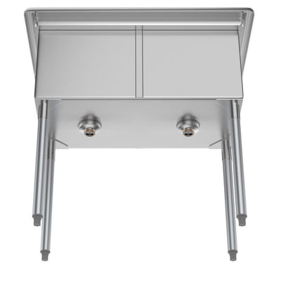 Freestanding Stainless Steel 36 in. 2-Hole Double Bowl Commercial Kitchen Sink