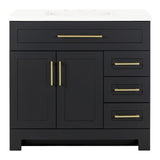 Style Selections Cauley 36-in Black Single Sink Bathroom Vanity with White Cultured Marble Top
