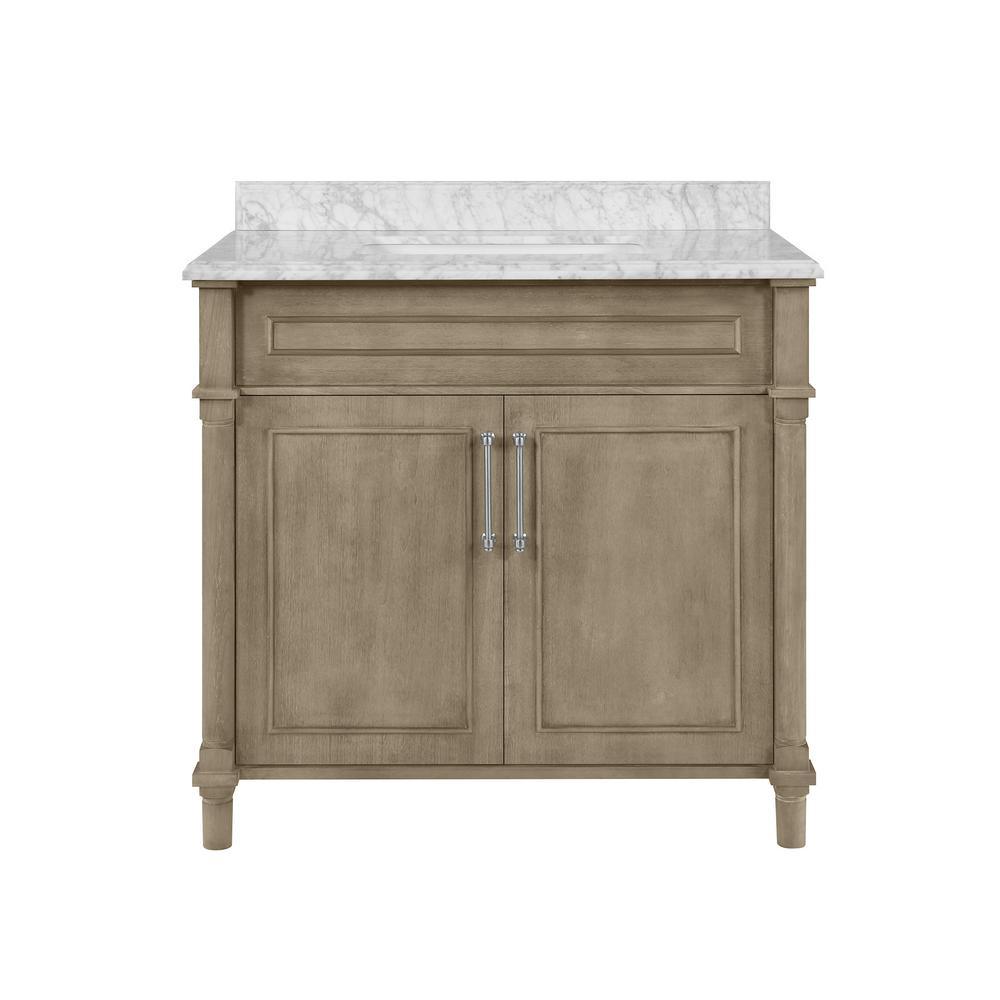 Aberdeen 24 in. W x 20 in. D Bath Vanity in White with Carrara Marble Top with White Sink - Super Arbor