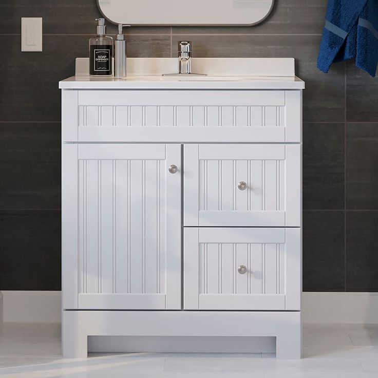 Style Selections Ellenbee 30.5-in White Single Sink Bathroom Vanity with White Cultured Marble Top