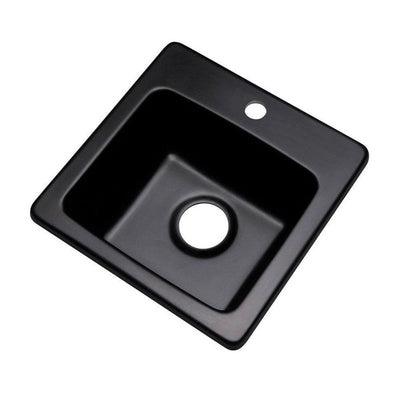 Westminster Dual Mount Granite Composite 16 in. 1-Hole Bar Single Bowl Kitchen Sink in Black
