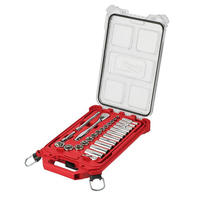 3/8 in. Drive SAE Ratchet and Socket Mechanics Tool Set with Packout Case (28-Piece) - Super Arbor