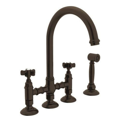 Rohl Italian Kitchen San Julio Tuscan Brass 2-Handle Deck-Mount Bridge Handle Kitchen Faucet
