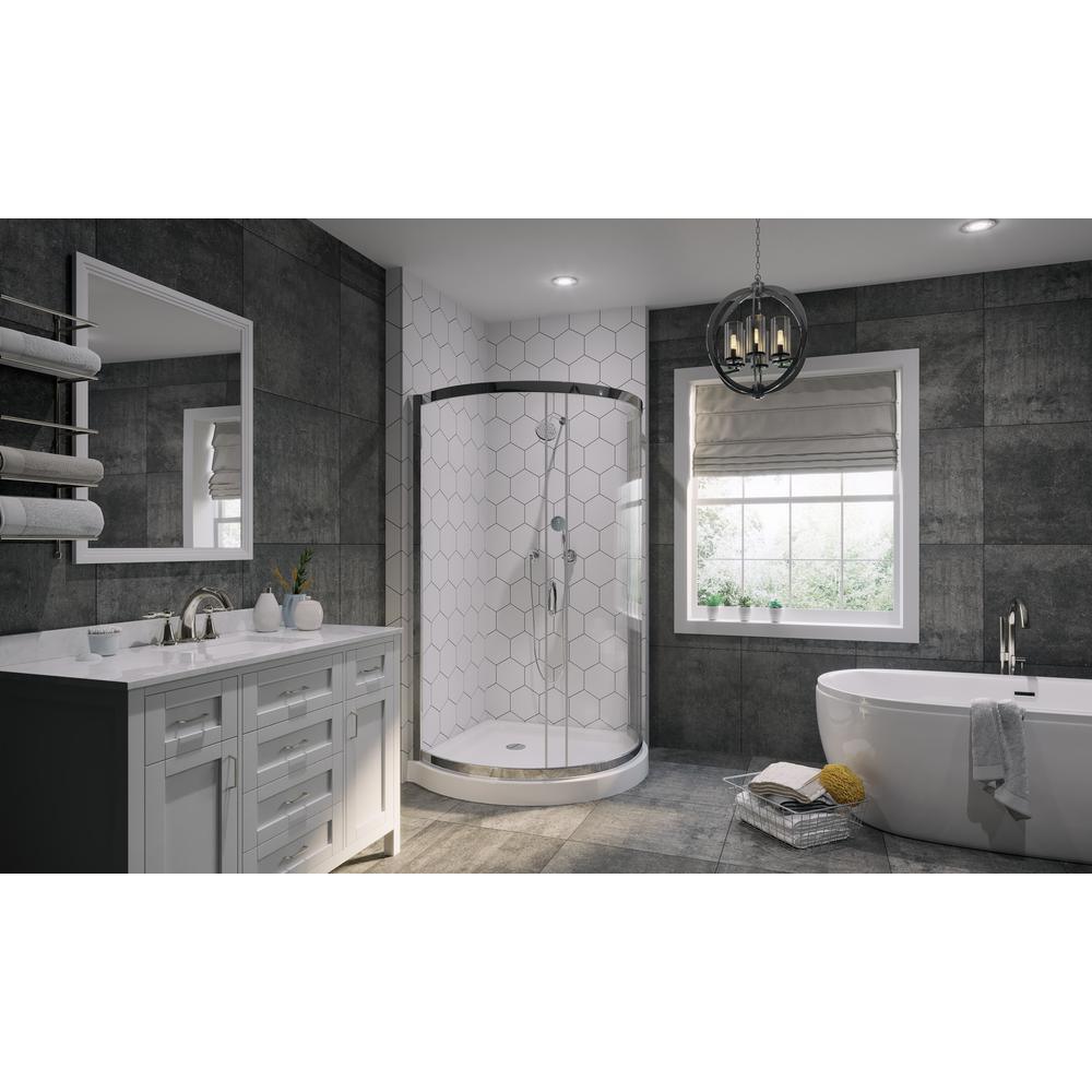 Breeze 38 in. L x 38 in. W x 76 in. H Corner Shower Kit with Reversible Sliding Door and Shower Base - Super Arbor