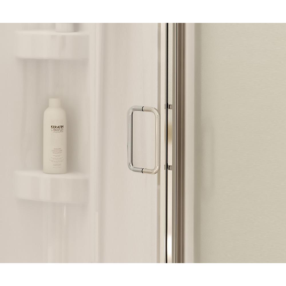 Cyrene 34 in.x 76 in. Off-Center Corner Shower Kit w/Semi-Frameless Clear Sliding Door Base and Wall Kit in White,Chrome - Super Arbor